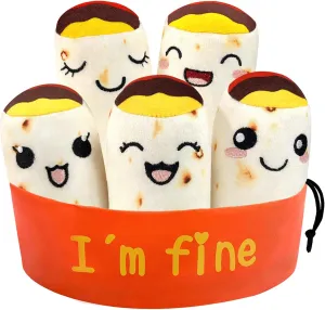 Gifts for Boys Girls, Small Stuffed Animals Cute Tortilla Food Plush Birthday Presents for Teen Women Men, 5 exotic Plushies with Carrying Bag Ausener Emotional Burritos Support Plush Toys Funny Birthday 