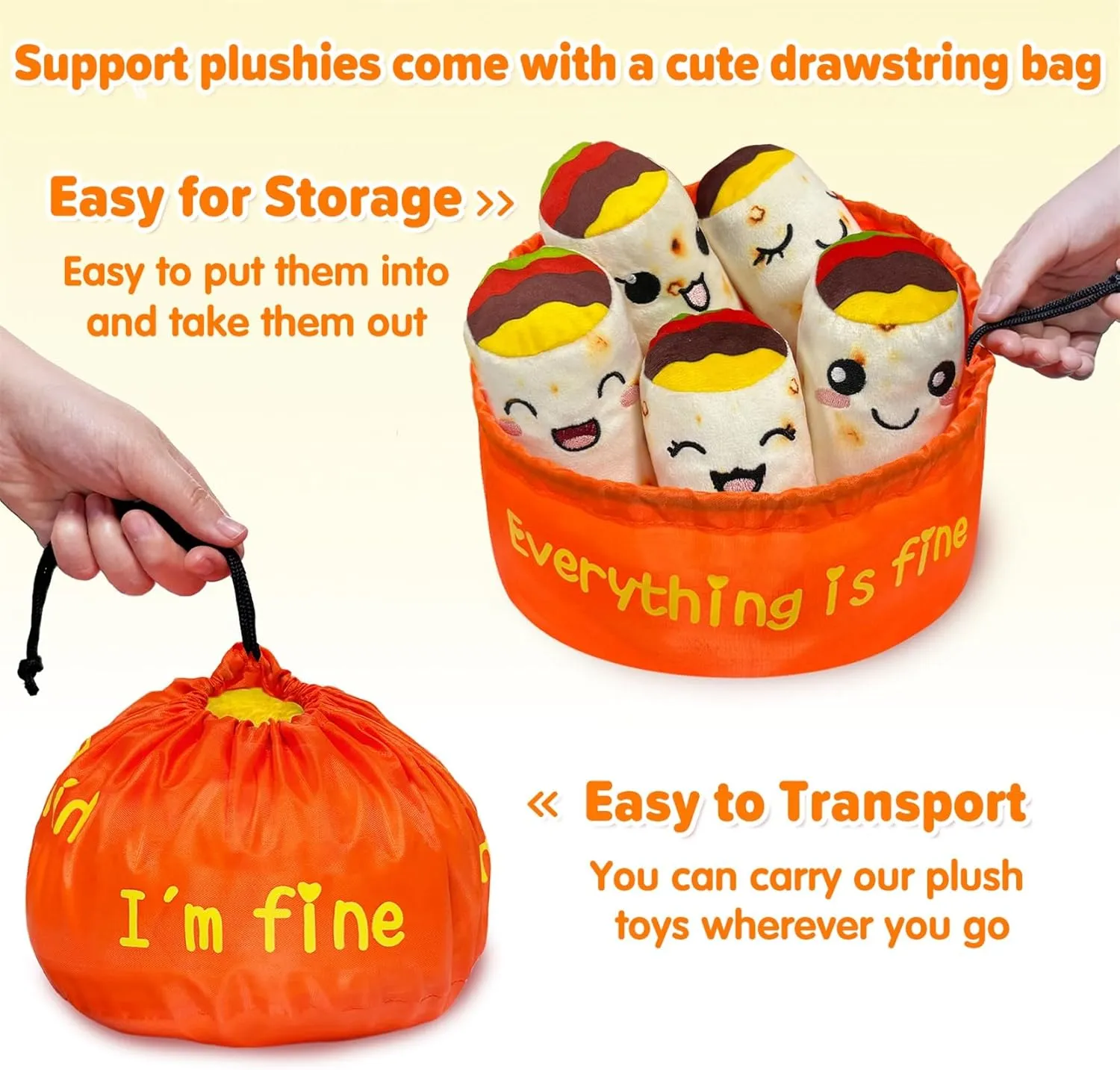 Gifts for Boys Girls, Small Stuffed Animals Cute Tortilla Food Plush Birthday Presents for Teen Women Men, 5 exotic Plushies with Carrying Bag Ausener Emotional Burritos Support Plush Toys Funny Birthday 