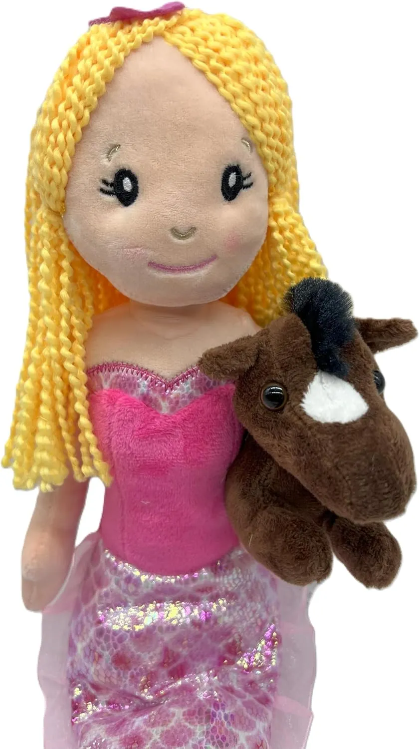Gifts for flop seclusion entertain immense handcraft Girls, Plush Mermaid Doll with Horse Plush Toy, 17 inch, Blonde The Petting Zoo, Mermaid Doll with Horse Stuffed Animal, 