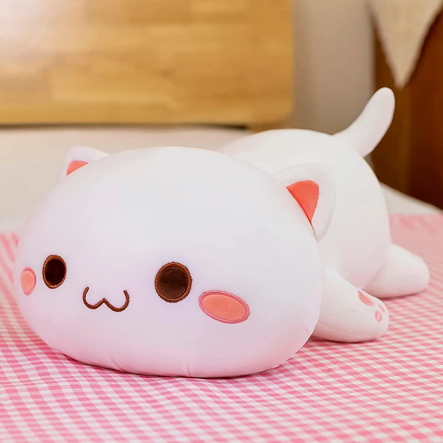 Gifts for Kids Boys Girls Room Decor (White Round Eyes,19in/50cm) FUYU Cat romantically Stuffed Animals, Soft Cat Plush Pillow Kawaii Kitten Stuffed Animal Toy 