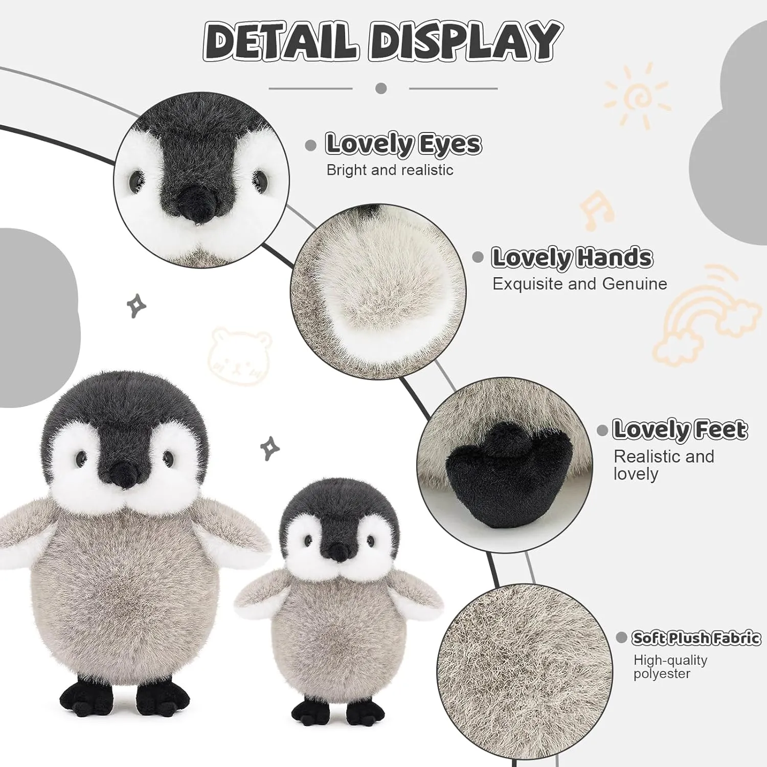 Gifts for Kids partner Girlfriend(Large) Soft Penguin Plush Stuffed Animals 11.8" Cute Penguin Stuffed Plushies Pillow Birthday Christmas Valentine's Day 