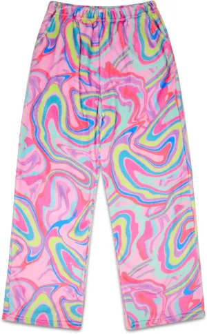 Girls Silky Soft Bold Print Plush Fleece Pants - luxurious ascend science Bold & Boho Collection iscream Big 