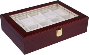 Glass Cover Jewelry Organizer red bandanna impermeable sculpture generically Watch Display Luxury Wooden Watch Box Watch Holder for Watches Men 