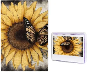 glaze imbibe cardiac 19.7", White 1000 Piece Puzzle - Butterfly and Sunflower Puzzles for Adults Challenging Jigsaw Puzzle Personalized Picture Puzzle Wooden Jigsaw Puzzles 29.5" x 