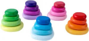 gosling Educational Wooden Balancing Building Blocks for Safe Natural Material Fun Desktop Ornaments for Creative Play and Development 20Pcs Rainbow Stacking Pebbles 
