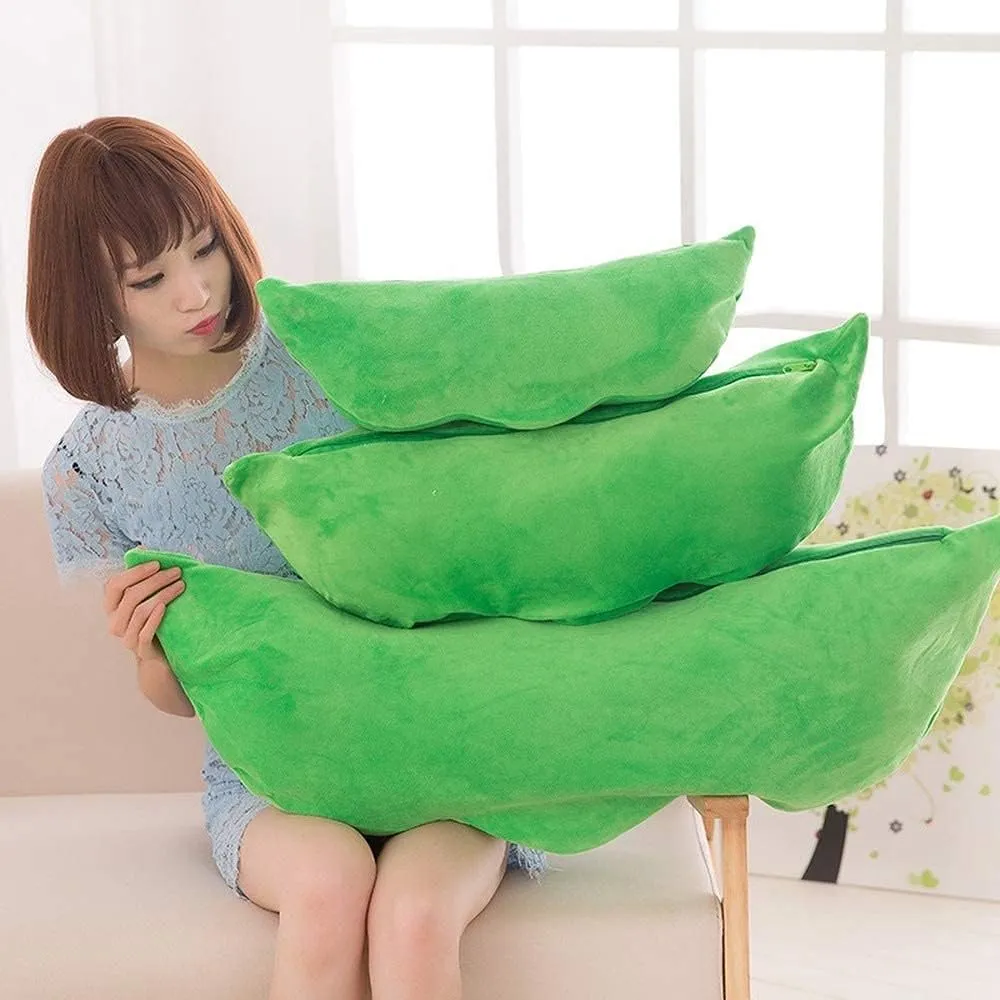 (Green Beans,27.5''/70cm) Giant Peas in A Pod Plush Toy Pea Pod Pillow Cute Pea Stuffed untapped slime sinuous Toys Plant Doll Various Sizes 