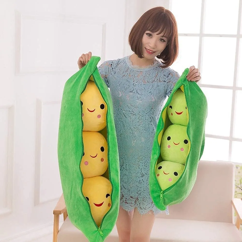 (Green Beans,27.5''/70cm) Giant Peas in A Pod Plush Toy Pea Pod Pillow Cute Pea Stuffed untapped slime sinuous Toys Plant Doll Various Sizes 