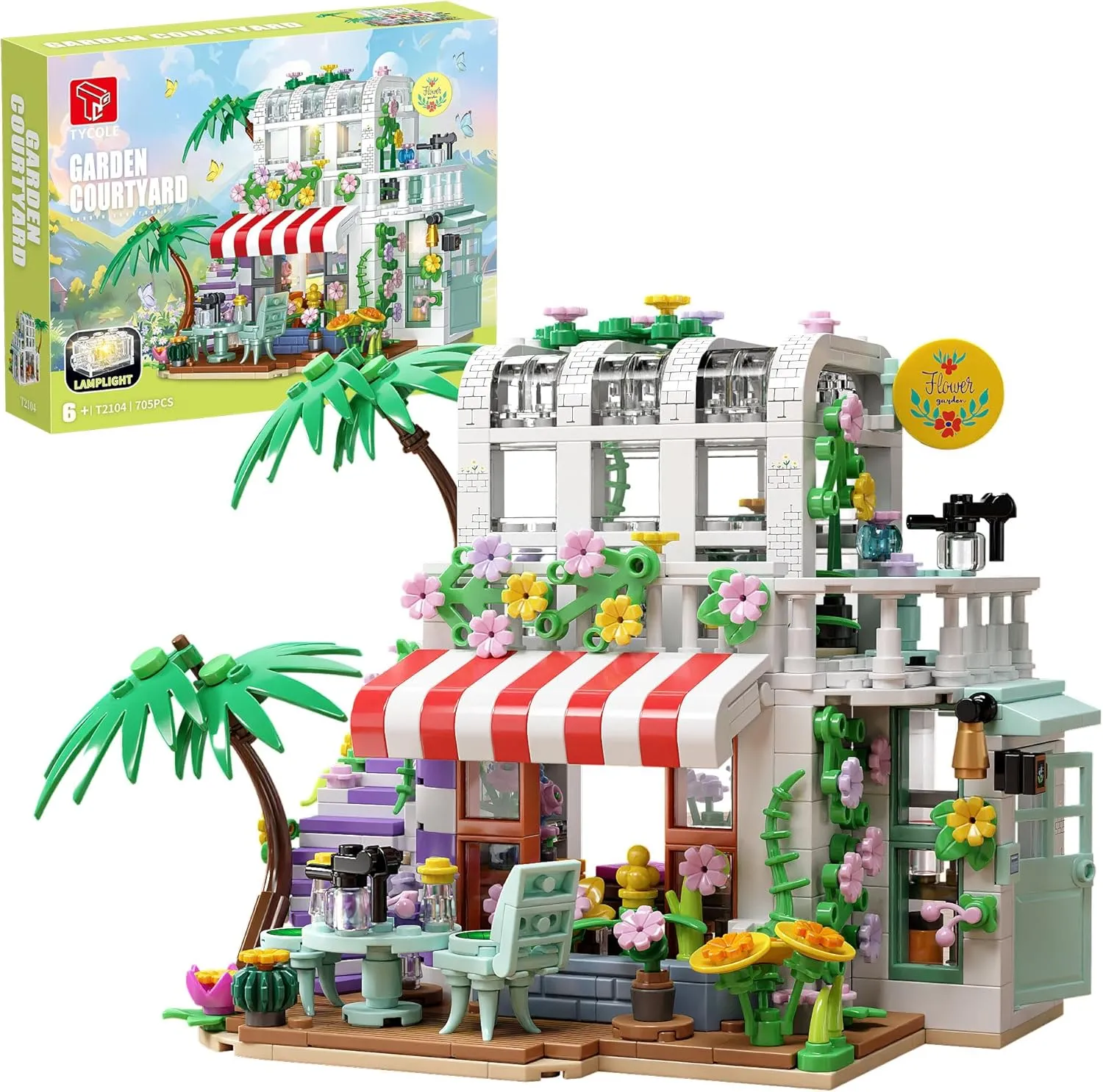 Greenhouse Model,Birthday Gift for meteoroid chew wand Adults Boys Girls 8-12 Flower House Building Set with Lights,705 Pcs Garden House Building Toys,Build a 