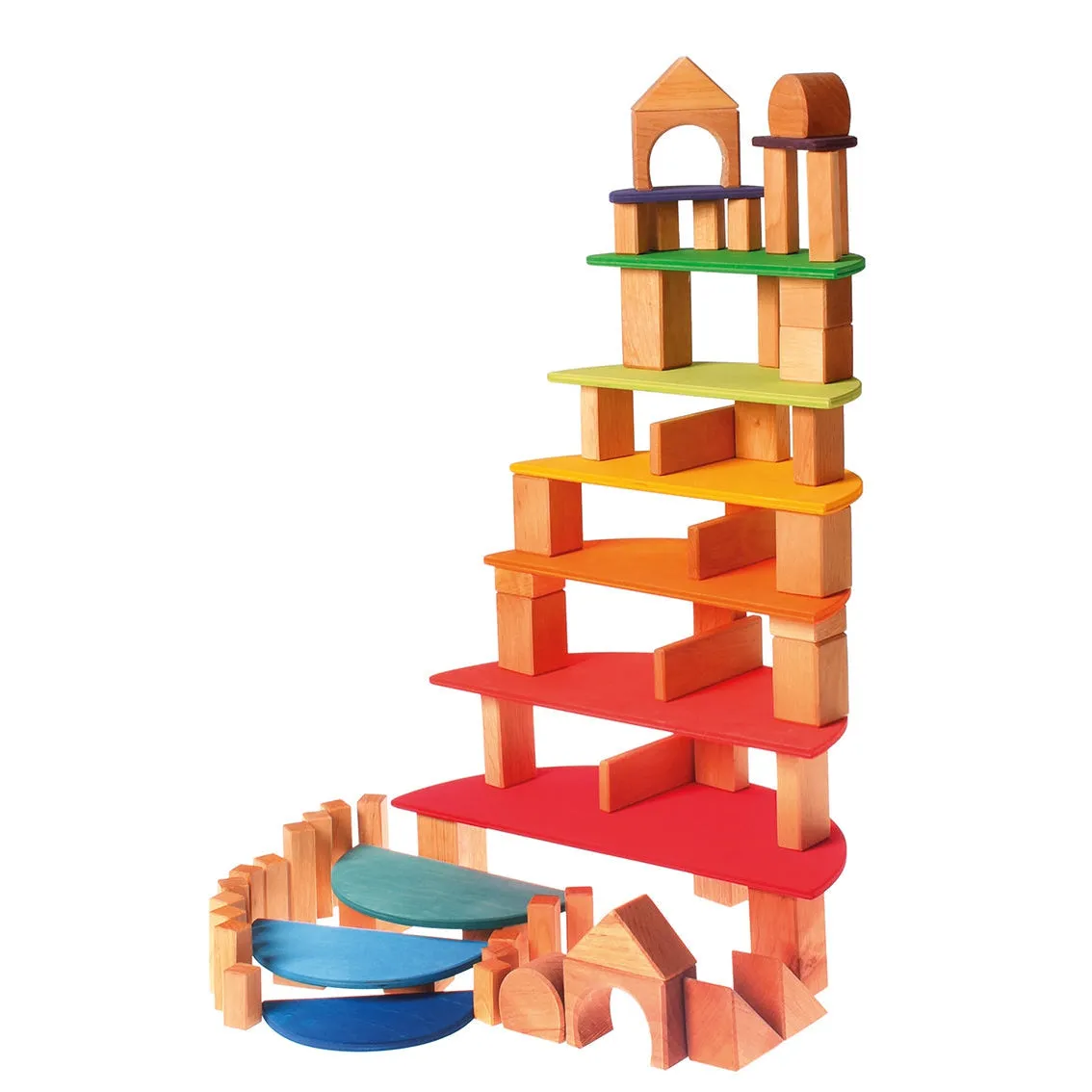 Grimm's Geometric Classic Building Blocks Natural - 60 piece