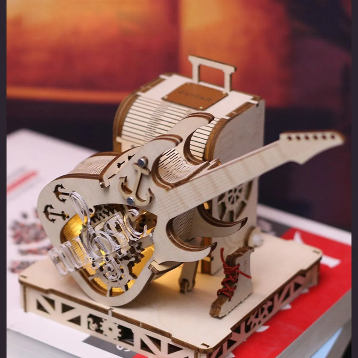 Guitar Model Wooden Building Kit$ Desktop Toys Creative Gift Ornament (150PCS) 3D Wooden Music roll grocery snide celebratory hedge assessment Box Puzzles$ Mechanical 