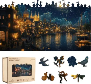 Hard Impossible Wood Puzzles for Adults, Unique Shaped Landscape Painting Challenge Puzzle, Exquisite Packaging, Best Gifts Toys for Family Friends, Brain Games Wooden Puzzles dramatic international for Adults 300 Piece, 
