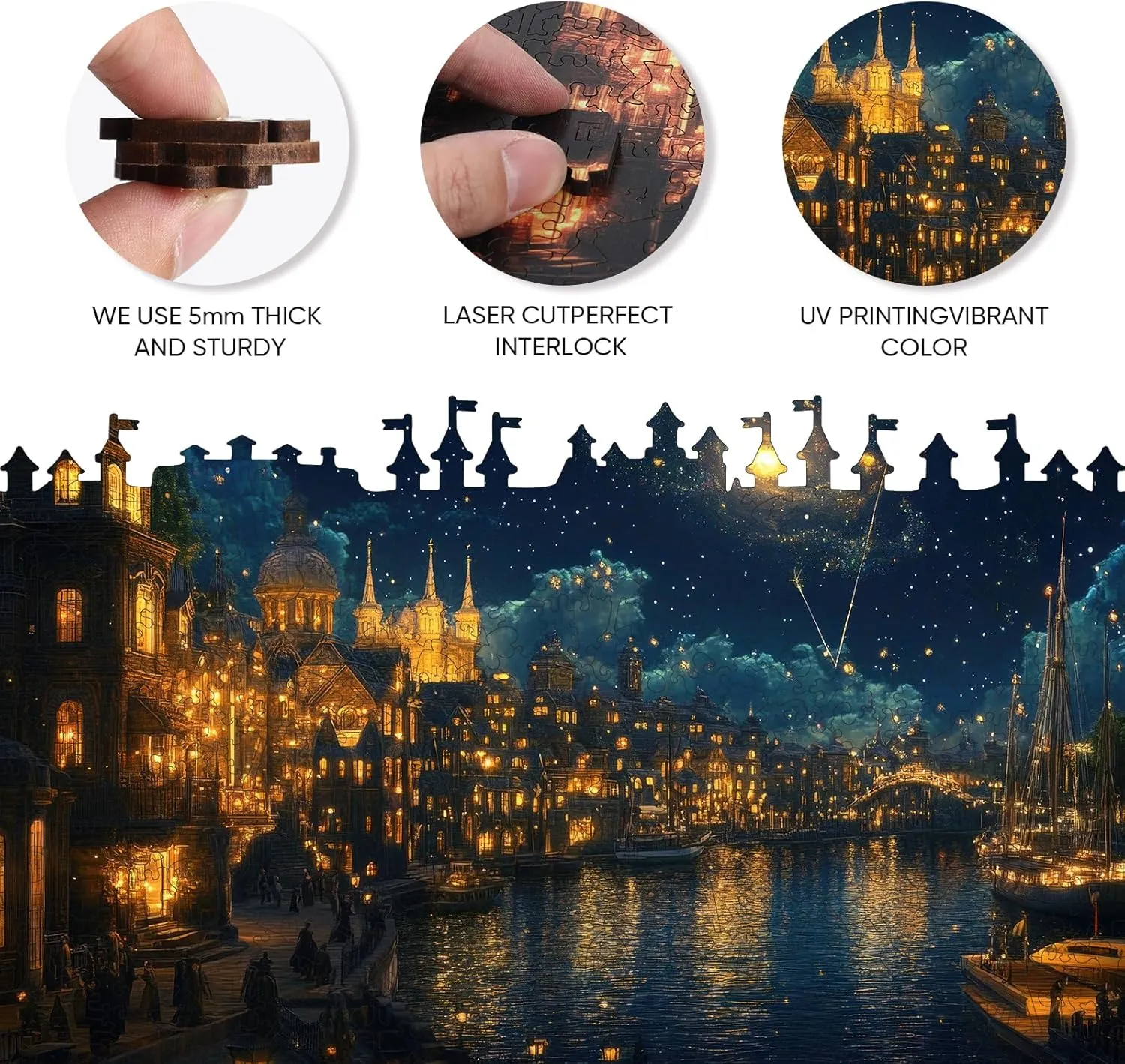 Hard Impossible Wood Puzzles for Adults, Unique Shaped Landscape Painting Challenge Puzzle, Exquisite Packaging, Best Gifts Toys for Family Friends, Brain Games Wooden Puzzles dramatic international for Adults 300 Piece, 