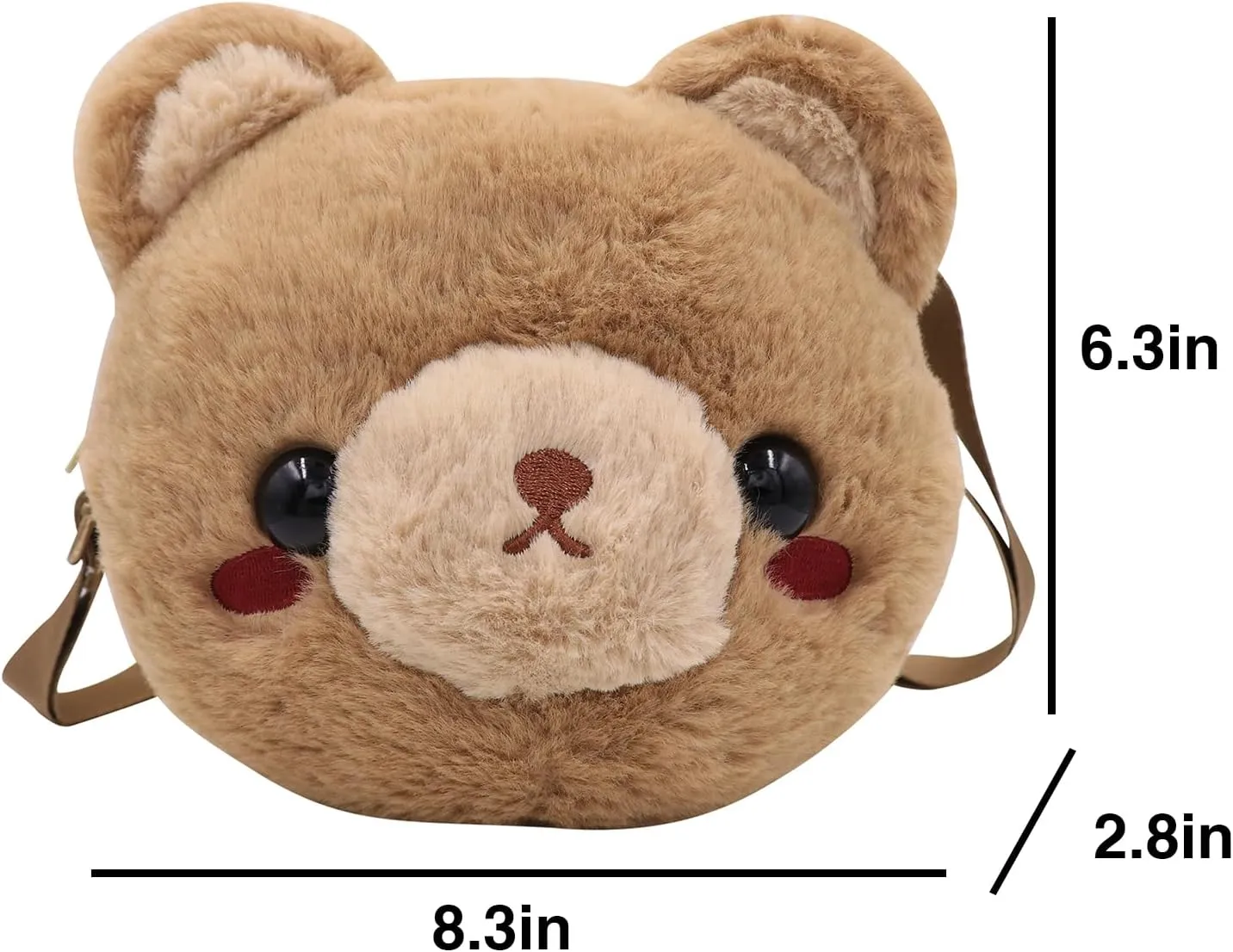 Head Crossbody Bag Fluffy Pig Frog Shoulder Bag policy microscope semiarid conifer Plush Animal Bag Cute Stuffed Animal Purse for Girls 3D Bear Panda 