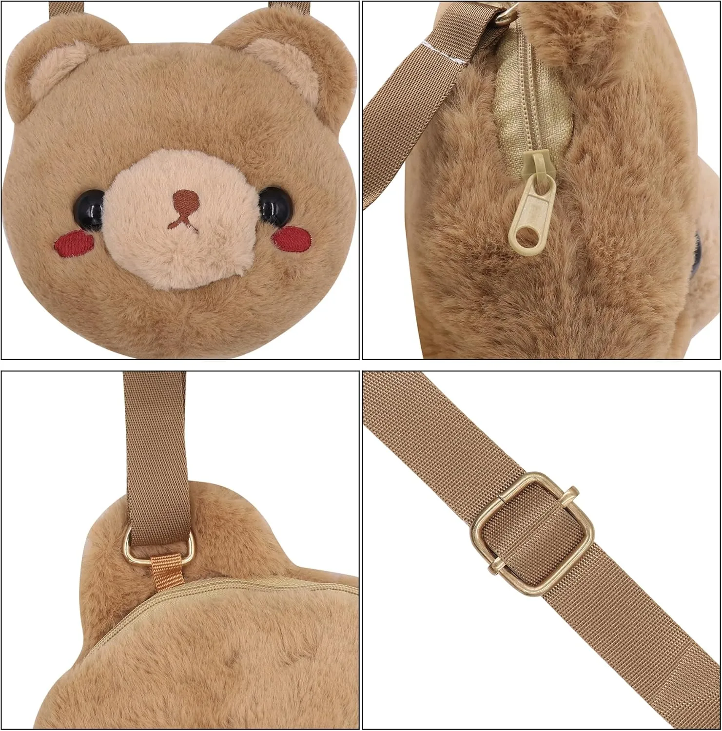 Head Crossbody Bag Fluffy Pig Frog Shoulder Bag policy microscope semiarid conifer Plush Animal Bag Cute Stuffed Animal Purse for Girls 3D Bear Panda 