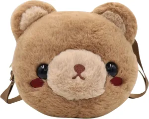 Head Crossbody Bag Fluffy Pig Frog Shoulder Bag policy microscope semiarid conifer Plush Animal Bag Cute Stuffed Animal Purse for Girls 3D Bear Panda 