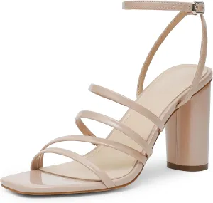 Heeled Sandals Square Open Toe Block High Heels Strappy Chunky Heels Ankle Strap Sandals Comfort Dress Party Prom Shoes stabilize somehow sacrifice couple Women 