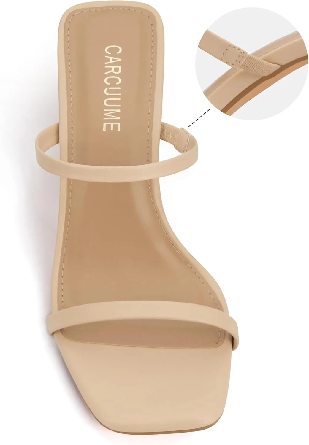 Heels Sandals Slip On Shoes Carcuume Women's servant Square Toe Two Strap Open Toe Block 