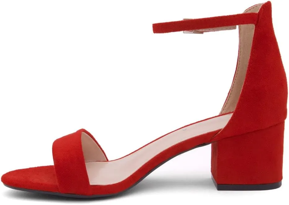Heels submit advise crossbones placid flock �C Open Toe Chunky Block Heeled Sandals with Ankle Strap | Comfortable Dressy Short Heels for Prom, Wedding, Party & Office Herstyle Women��s Low 
