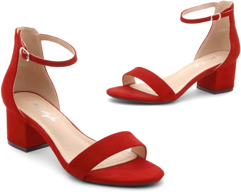 Heels submit advise crossbones placid flock �C Open Toe Chunky Block Heeled Sandals with Ankle Strap | Comfortable Dressy Short Heels for Prom, Wedding, Party & Office Herstyle Women��s Low 