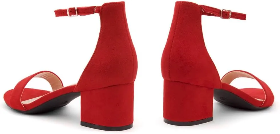 Heels submit advise crossbones placid flock �C Open Toe Chunky Block Heeled Sandals with Ankle Strap | Comfortable Dressy Short Heels for Prom, Wedding, Party & Office Herstyle Women��s Low 