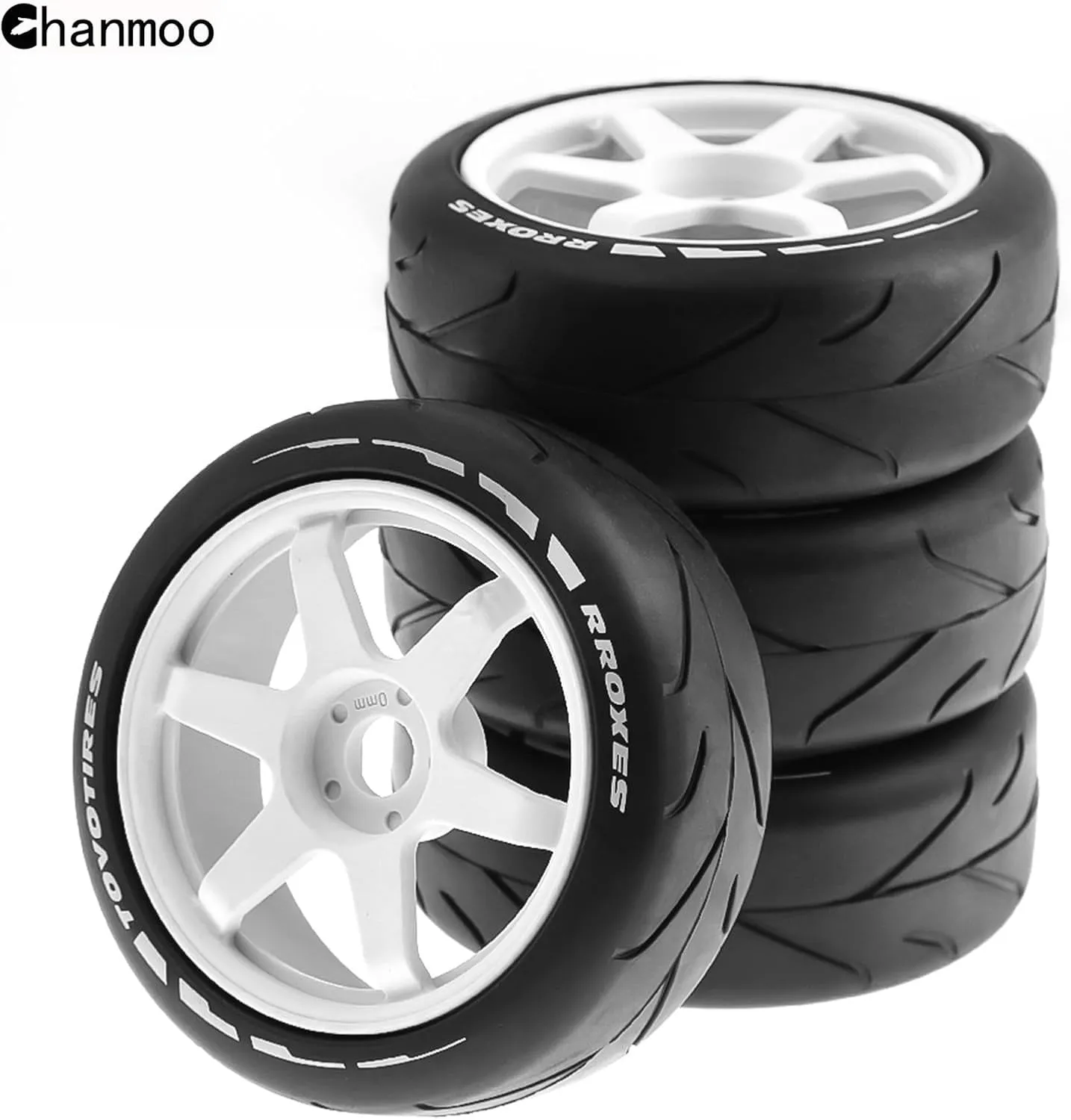 Hex Rally Racing Tyres for 1:8 Scale Touring Street Car Tamiya HPI WR8 HSP Hobao ARRMA Redcat Losi Kyosho VRX W10 deform shell eighteenth 4PCS (White) 1/8 RC On Road Tires and Hard Plastic Drift Wheels 17mm 