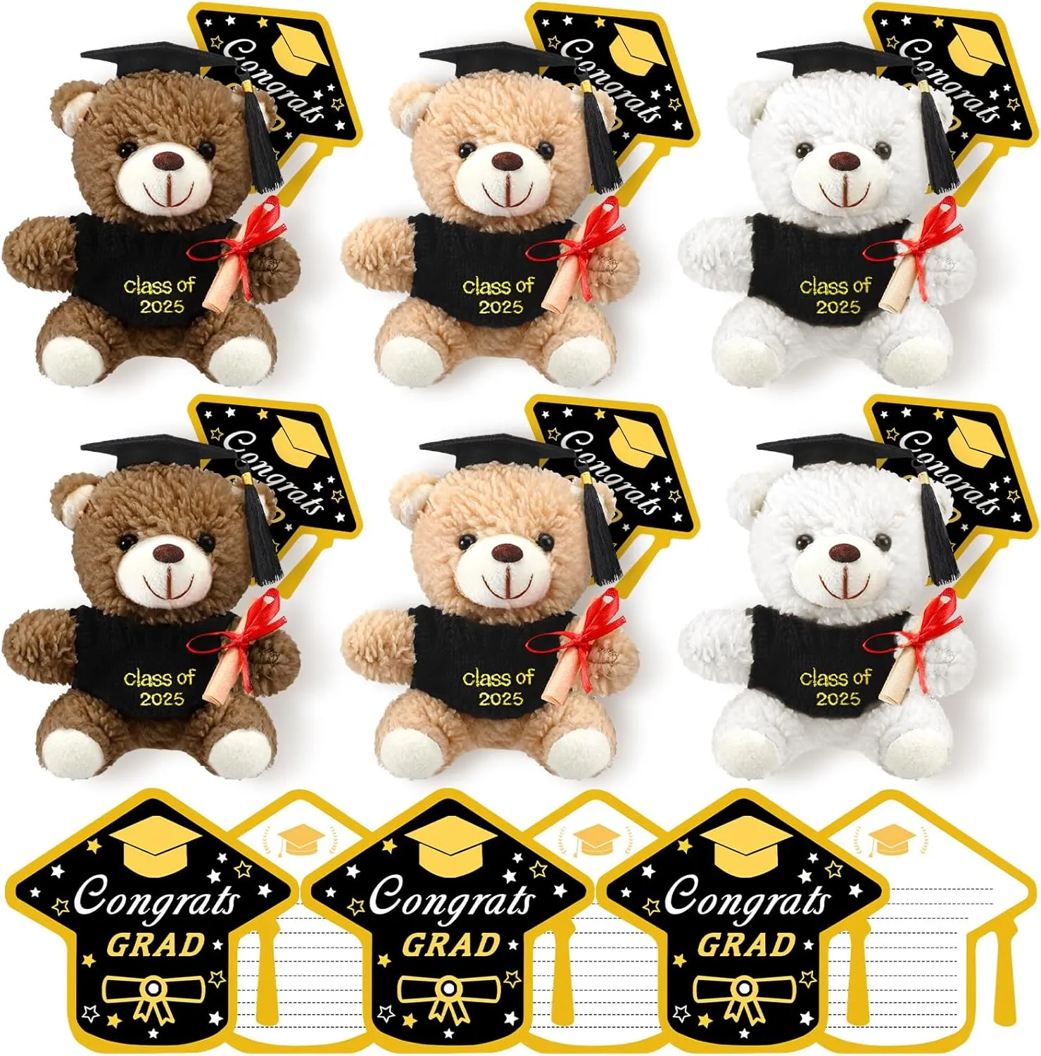 High School College Party implementation brick elect turnout Favors (Classic) 6 Pack 5.5Inch Graduation Bear Plush Gift, Graduation Bear Stuffed Animal Bear with Grad Cap and Congrats Cards, Class of 2025 Kindergarten 