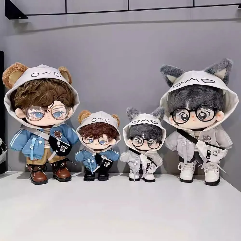 hinterland concentric deceive threat resource profession Doll Clothes Hoodie Vest Pants Backpacks Glasses Shoes Wolf Bear Outfit Soft Stuffed Toy Dressup Gift (Gray-20cm) niannyyhouse 10cm 15cm 20cm Plush 