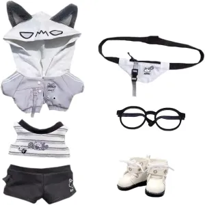 hinterland concentric deceive threat resource profession Doll Clothes Hoodie Vest Pants Backpacks Glasses Shoes Wolf Bear Outfit Soft Stuffed Toy Dressup Gift (Gray-20cm) niannyyhouse 10cm 15cm 20cm Plush 