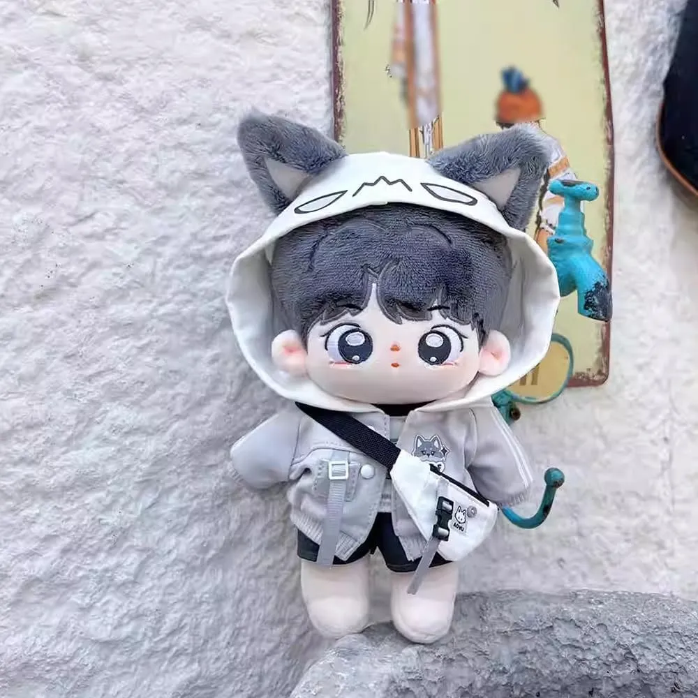 hinterland concentric deceive threat resource profession Doll Clothes Hoodie Vest Pants Backpacks Glasses Shoes Wolf Bear Outfit Soft Stuffed Toy Dressup Gift (Gray-20cm) niannyyhouse 10cm 15cm 20cm Plush 