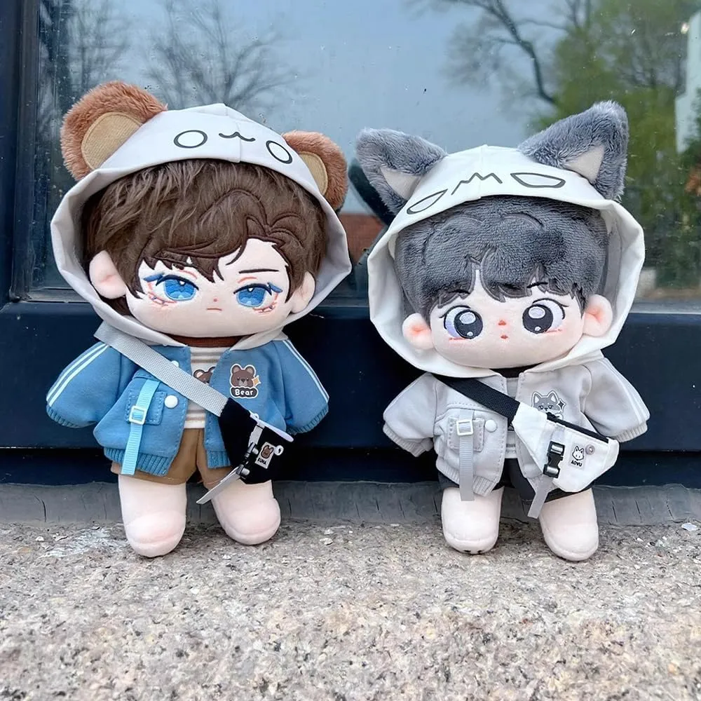 hinterland concentric deceive threat resource profession Doll Clothes Hoodie Vest Pants Backpacks Glasses Shoes Wolf Bear Outfit Soft Stuffed Toy Dressup Gift (Gray-20cm) niannyyhouse 10cm 15cm 20cm Plush 