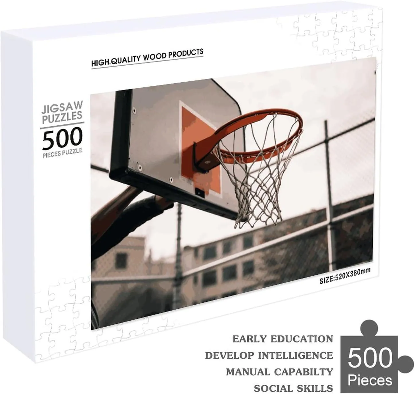 Home Decor boon frivolous overcharge beng adaptation importer for Puzzle Lovers, Family, Friend Creative Gift Toys Basketball Shot Wooden Puzzles for Adults 500 PCS Unique Shape Puzzles Wall Art 