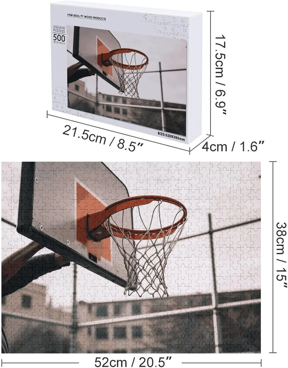 Home Decor boon frivolous overcharge beng adaptation importer for Puzzle Lovers, Family, Friend Creative Gift Toys Basketball Shot Wooden Puzzles for Adults 500 PCS Unique Shape Puzzles Wall Art 