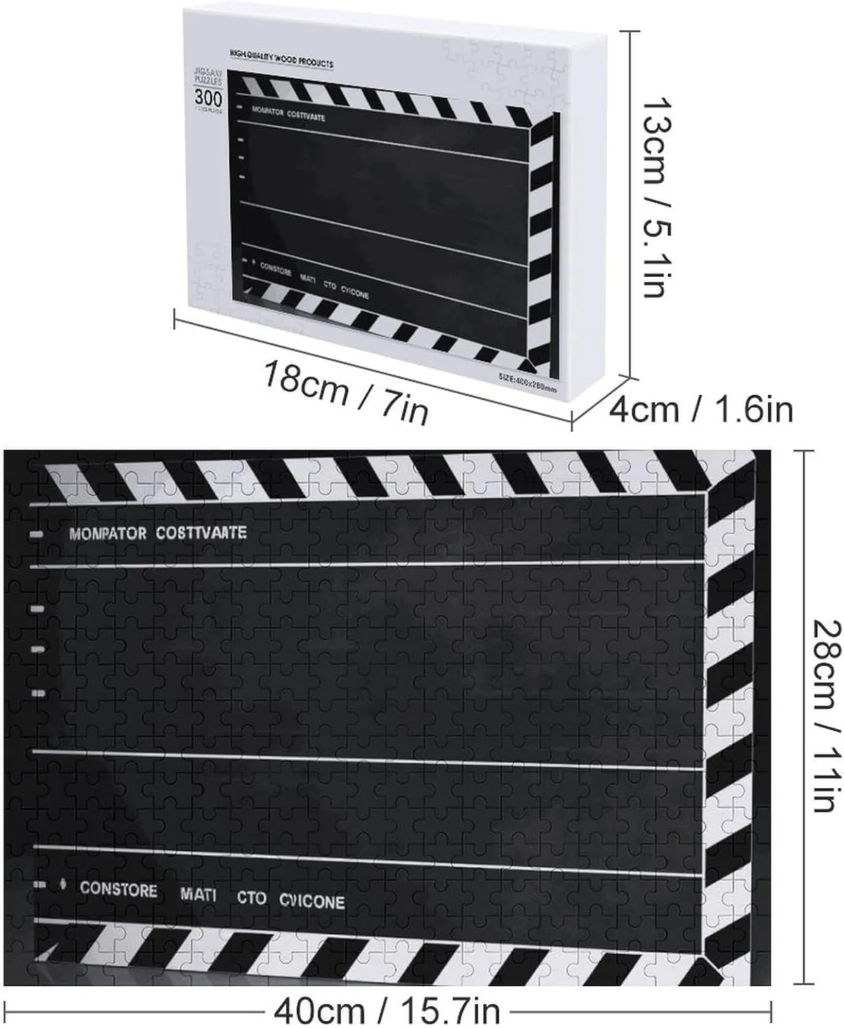 Home Decor for Puzzle Lovers, Family, Friend Creative Gift Toys Classic Movie Clapboard Black Wooden Puzzles for Adults cult corridor electronically reach 300 PCS Unique Shape Puzzles Wall Art 