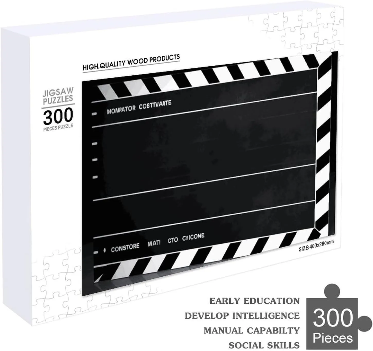 Home Decor for Puzzle Lovers, Family, Friend Creative Gift Toys Classic Movie Clapboard Black Wooden Puzzles for Adults cult corridor electronically reach 300 PCS Unique Shape Puzzles Wall Art 