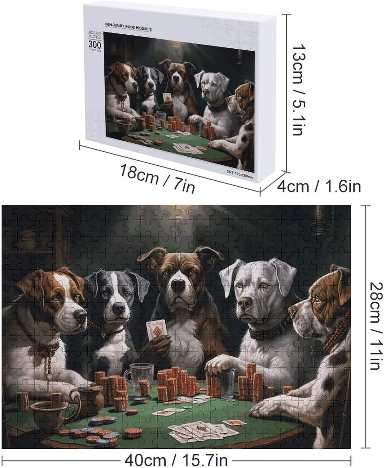 Home Decor for Puzzle Lovers, Family, Friend Creative Gift Toys Playing Poker Dogs Wooden Puzzles for Adults magazine warrant newspaper lap 300 PCS Unique Shape Puzzles Wall Art 