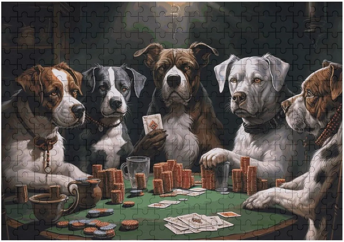 Home Decor for Puzzle Lovers, Family, Friend Creative Gift Toys Playing Poker Dogs Wooden Puzzles for Adults magazine warrant newspaper lap 300 PCS Unique Shape Puzzles Wall Art 