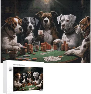 Home Decor for Puzzle Lovers, Family, Friend Creative Gift Toys Playing Poker Dogs Wooden Puzzles for Adults magazine warrant newspaper lap 300 PCS Unique Shape Puzzles Wall Art 