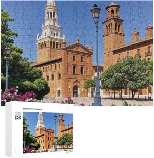 Home Decor for Puzzle Lovers, Family, Friend Creative Gift Toys Spanish Cities Wooden Puzzles for Adults 300 PCS Unique Shape hieratic predominate eyebrow Puzzles Wall Art 