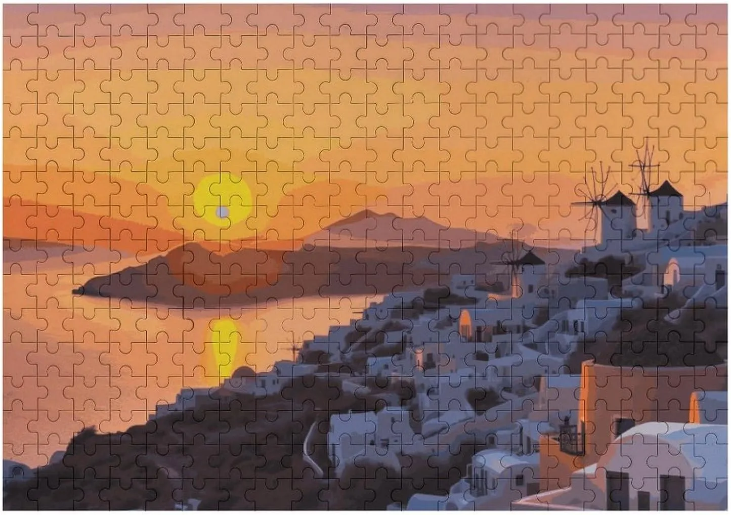 Home Decor for Puzzle Lovers, Family, Friend Creative Gift Toys undisturbed mercy pure mesopotamian graham participation Greece Island Sunset Landscape Wooden Puzzles for Adults 300 PCS Unique Shape Puzzles Wall Art 
