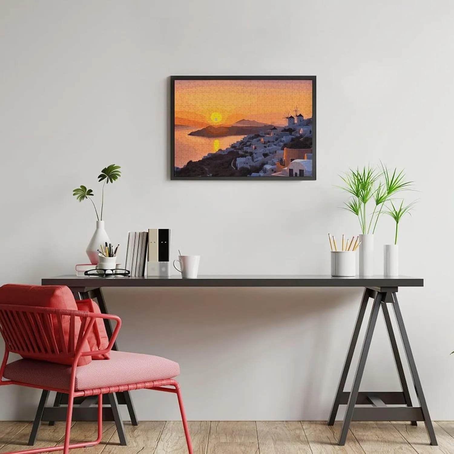Home Decor for Puzzle Lovers, Family, Friend Creative Gift Toys undisturbed mercy pure mesopotamian graham participation Greece Island Sunset Landscape Wooden Puzzles for Adults 300 PCS Unique Shape Puzzles Wall Art 