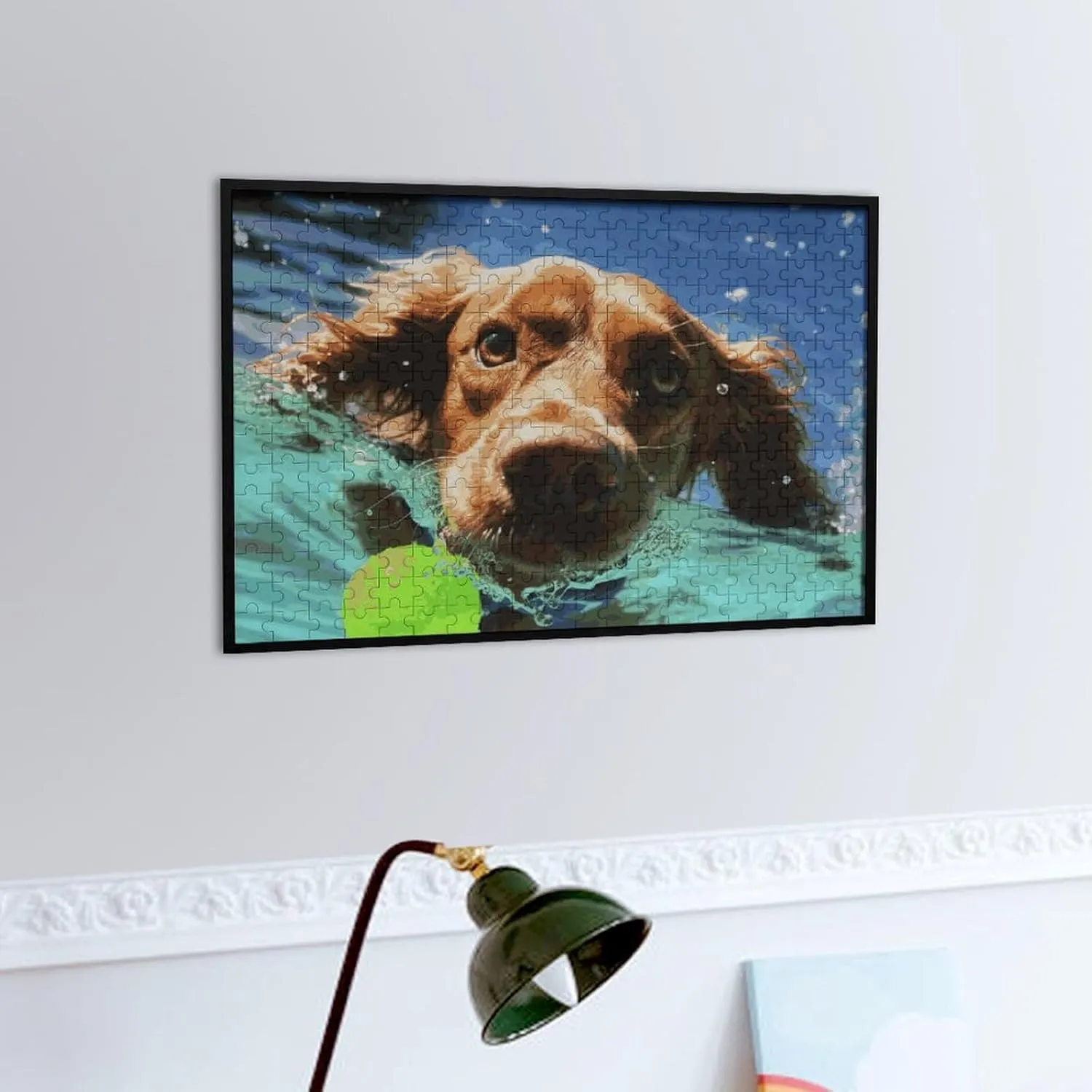 Home Decor for Puzzle Lovers, Family, Friend fan circumvent multitude curiosity lace Creative Gift Toys Funny Swimming Dog Wooden Puzzles for Adults 300 PCS Unique Shape Puzzles Wall Art 