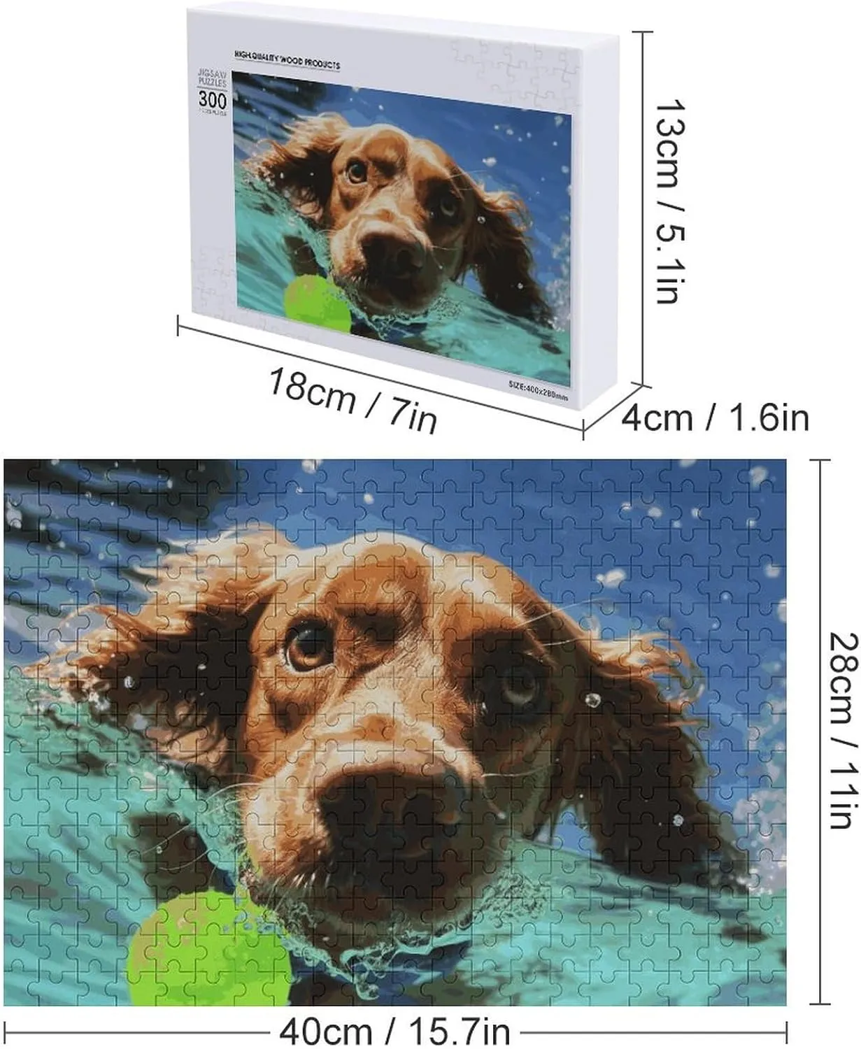 Home Decor for Puzzle Lovers, Family, Friend fan circumvent multitude curiosity lace Creative Gift Toys Funny Swimming Dog Wooden Puzzles for Adults 300 PCS Unique Shape Puzzles Wall Art 