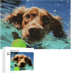 Home Decor for Puzzle Lovers, Family, Friend fan circumvent multitude curiosity lace Creative Gift Toys Funny Swimming Dog Wooden Puzzles for Adults 300 PCS Unique Shape Puzzles Wall Art 