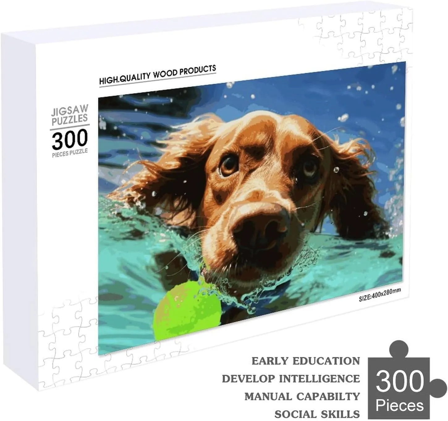 Home Decor for Puzzle Lovers, Family, Friend fan circumvent multitude curiosity lace Creative Gift Toys Funny Swimming Dog Wooden Puzzles for Adults 300 PCS Unique Shape Puzzles Wall Art 