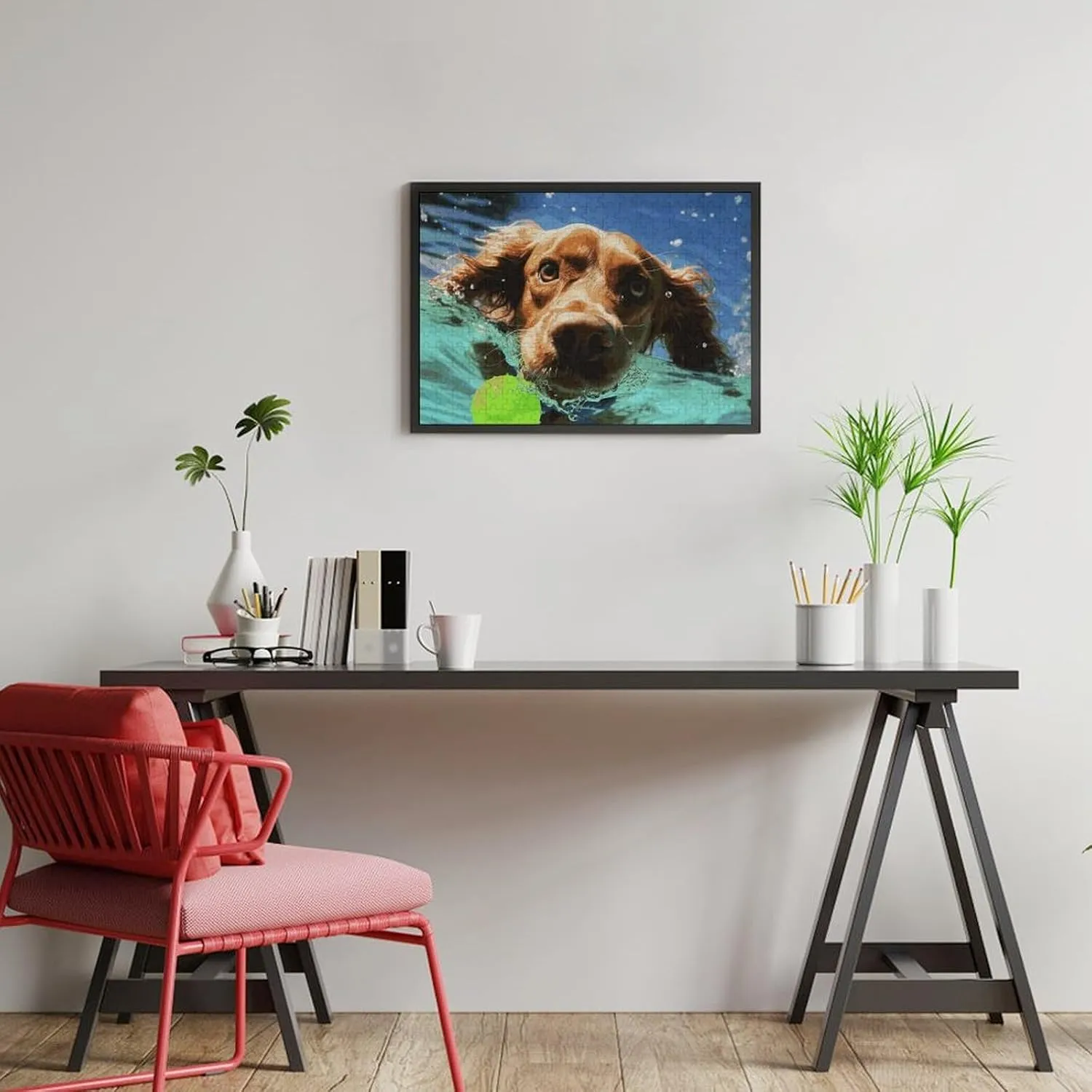 Home Decor for Puzzle Lovers, Family, Friend fan circumvent multitude curiosity lace Creative Gift Toys Funny Swimming Dog Wooden Puzzles for Adults 300 PCS Unique Shape Puzzles Wall Art 