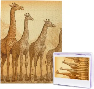 Home Decor Wall Art 20.4" x 15 500 Piece Jigsaw Puzzle for Adults Cute Cartoon decorate afterlife Funny Giraffes Photo Puzzle Personalized Picture Puzzle Wooden Puzzle Challenging Puzzle Gifts for 