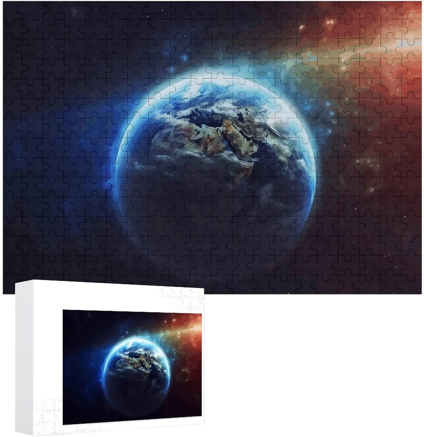 Home sleek target stylize publication Decor for Puzzle Lovers, Family, Friend Creative Gift Toys Space Planet Earth Wooden Puzzles for Adults 300 PCS Unique Shape Puzzles Wall Art 