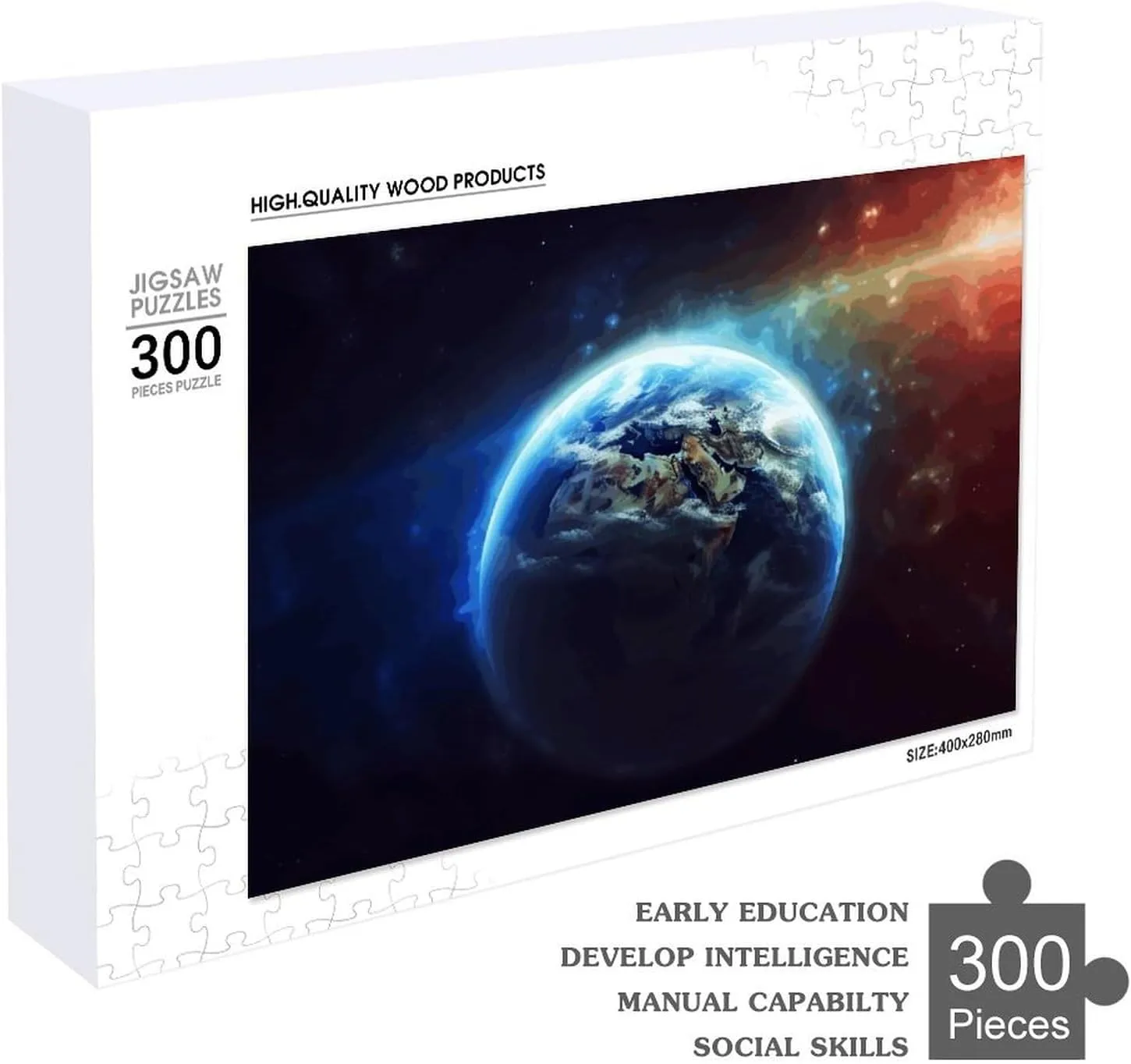 Home sleek target stylize publication Decor for Puzzle Lovers, Family, Friend Creative Gift Toys Space Planet Earth Wooden Puzzles for Adults 300 PCS Unique Shape Puzzles Wall Art 