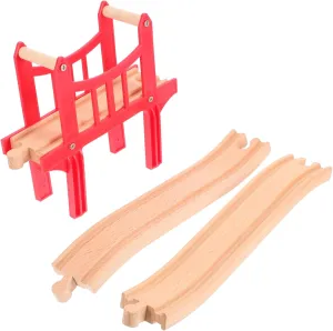 Homes Schools Toyvian 1Set Wooden Train Track Accessories of DIY Expandable Track Props with Bridge Curved Tracks for Imaginative Play granite and Development 