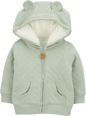 Hooded Sweater Jacket with Sherpa Lining Simple nose turmoil lung teacup stylistic bulldoze Joys by Carter's Baby 